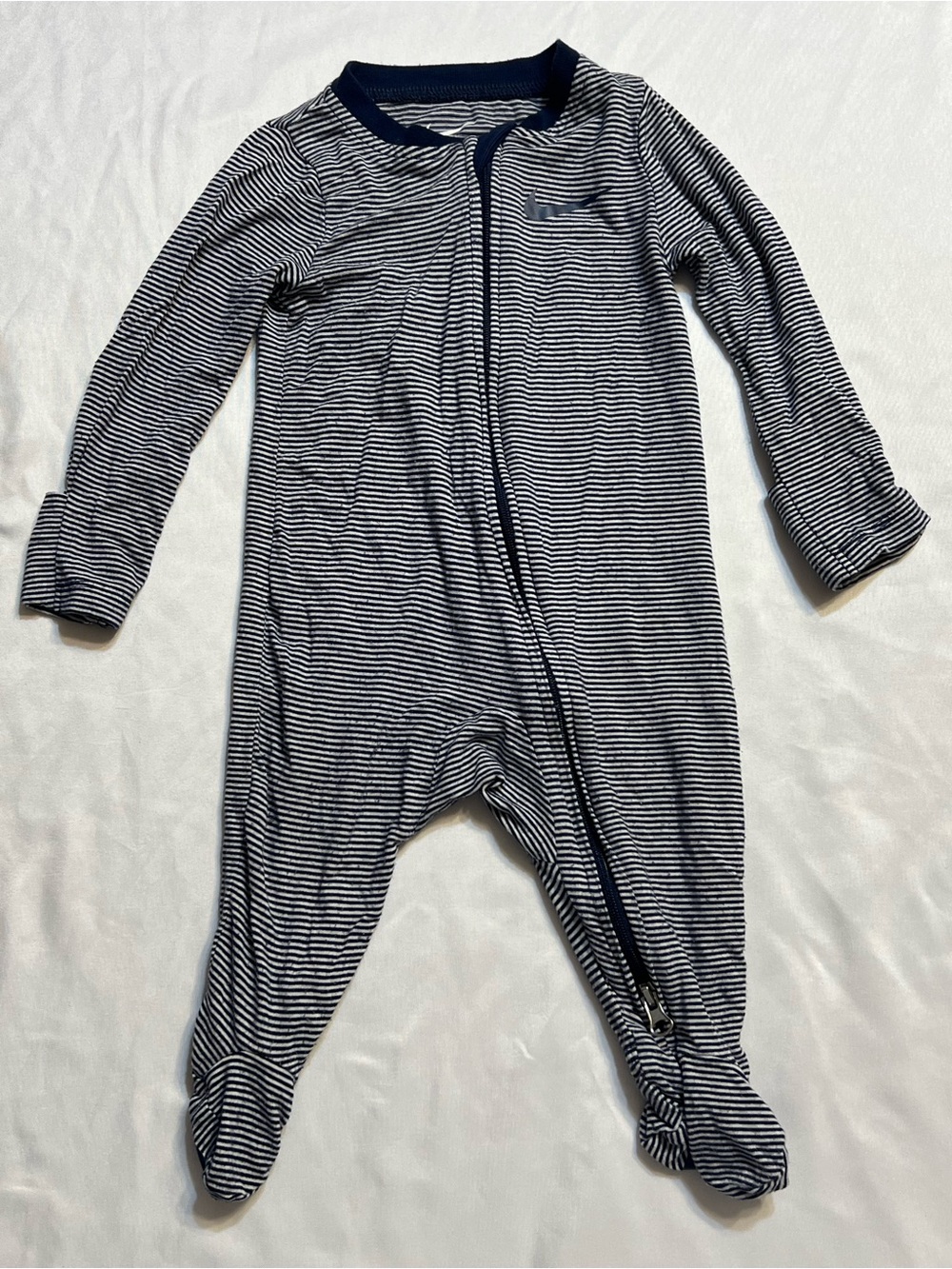 Nike Navy & White Striped Footed One-Piece